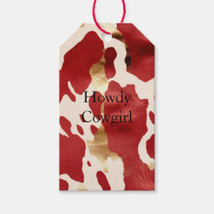 Cream Red Gold Western Cowhide Gift Tags