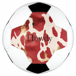 Cream Red Gold Western Cowhide Howdy Football