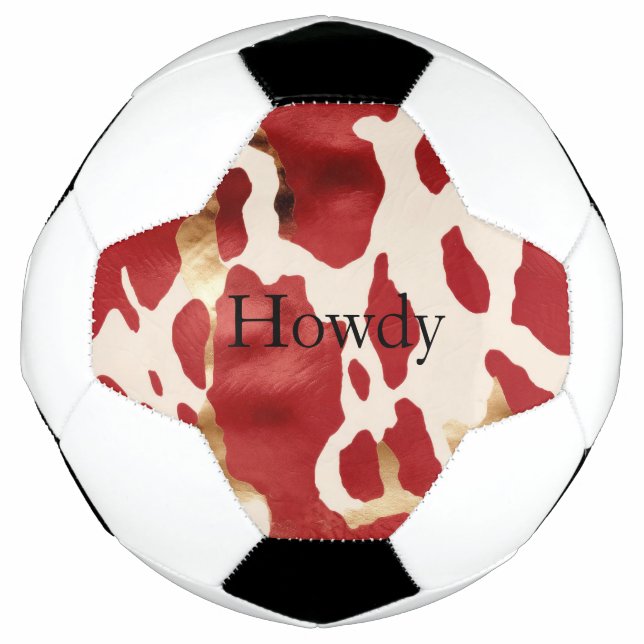 Cream Red Gold Western Cowhide Howdy Football (Front)