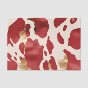 Cream Red Gold Western Cowhide Howdy Tissue Paper