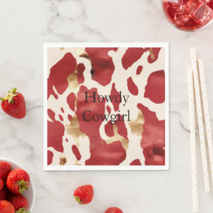 Cream Red Gold Western Cowhide Napkin