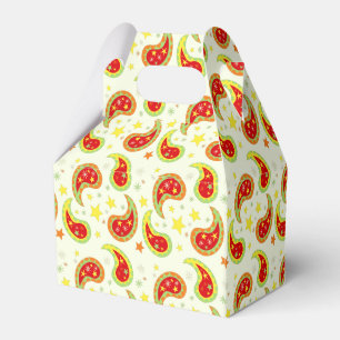Cream red green Christmas star paisley gift box