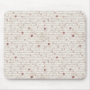 Cream Red Hearts Mouse Mat