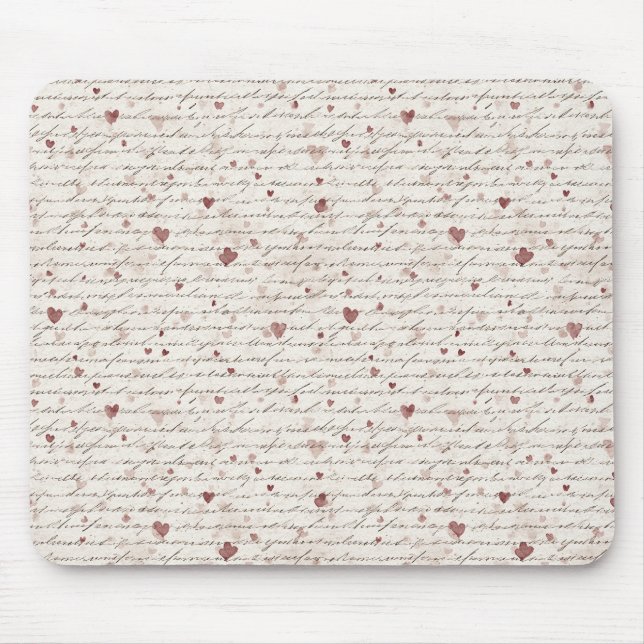 Cream Red Hearts Mouse Mat (Front)
