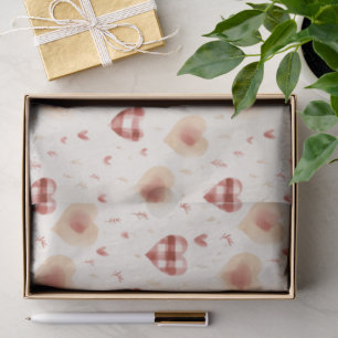 Cream Red Hearts Valentine's Day Tissue Paper