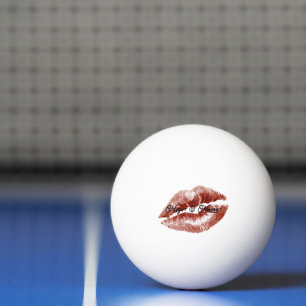 Cream Red Lips Kisses Flirty Ping Pong Ball
