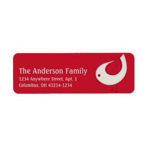 Cream & Red Little Birdie 1 Chic Address Labels