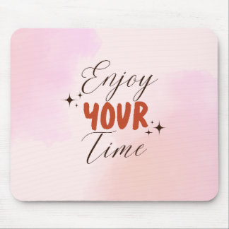Cream Red Pink Creative Watercolor Enjoy Your Time Mouse Mat