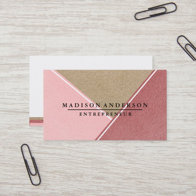 Cream Red & Pink Modern Finance Consultant Business Card (Front/Back In Situ)