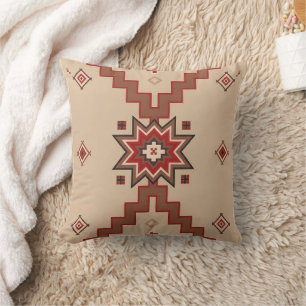 Cream Red Western Geometric Surface Cushion