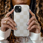 Cream Retro Check iPhone 15 Case<br><div class="desc">Trendy boho chequerboard print phone case in ivory and white colours. Use the design tools to add your own monogram,  name or other text,  or change the background colour to create a unique one of a kind device cover.</div>