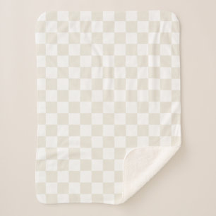Cream Retro Check Sherpa Blanket