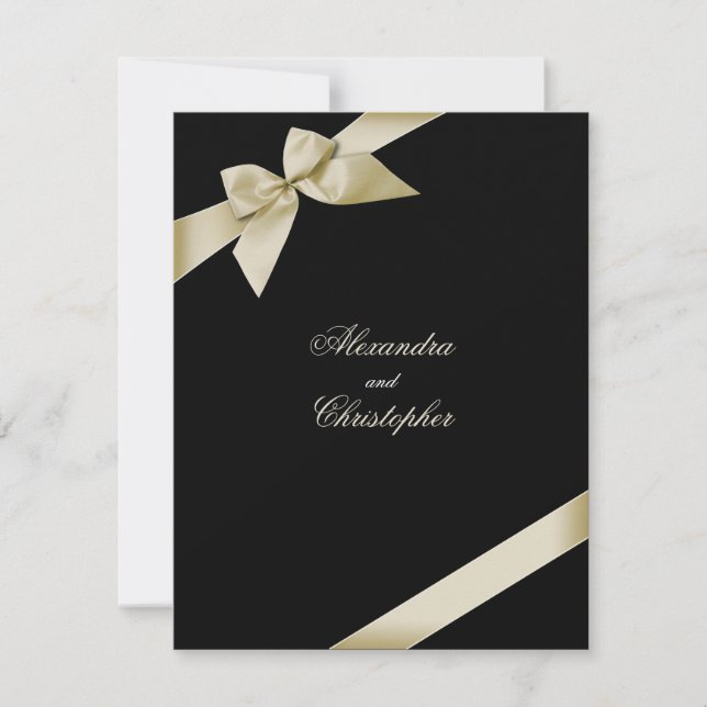 Cream Ribbon Wedding Announcement (Front)