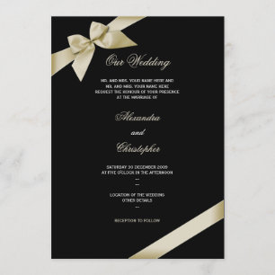 Cream Ribbon Wedding Announcement 2