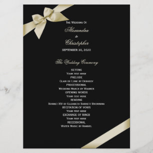 Cream Ribbon Wedding Program Programme