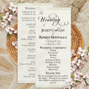 Cream Ribbon Wedding Program Programme