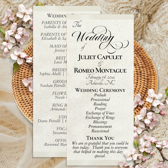 Cream Ribbon Wedding Program Programme (Creator Uploaded)