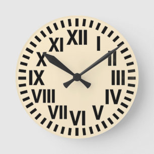 Cream Roman Numeral Wall Round Clock