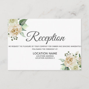 Cream Rose floral Reception Accommodation card