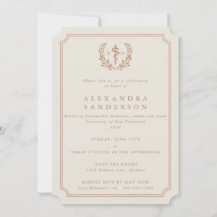 Cream+Rose Gold Faux Glitter Graduation Invitation