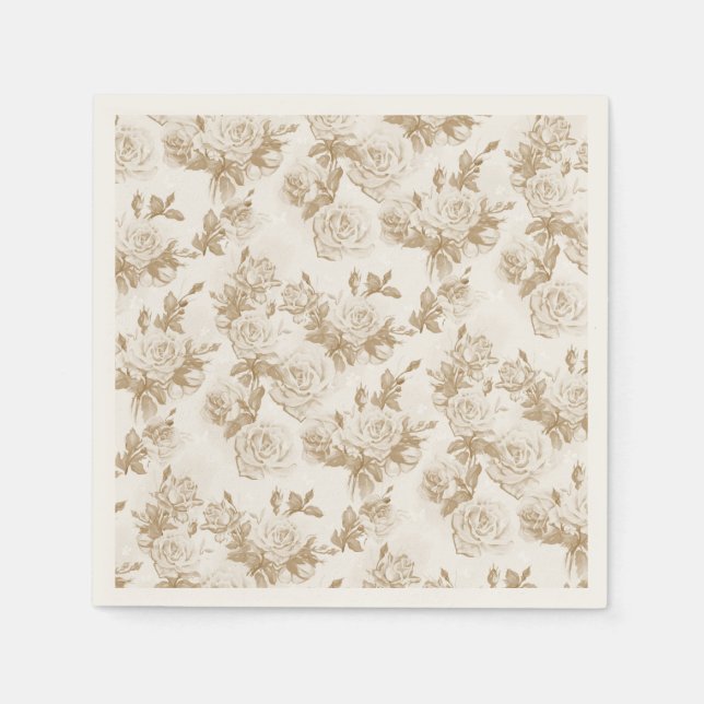 Cream Rose Pattern Napkin (Front)