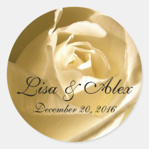 Cream Rose Photo Save the Date Wedding Stickers