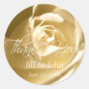 Cream Rose Thank You Wedding Favour Stickers