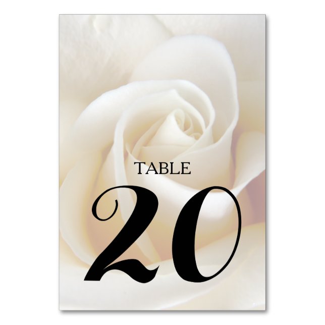 Cream Rose Wedding Table Number Cards (Front)
