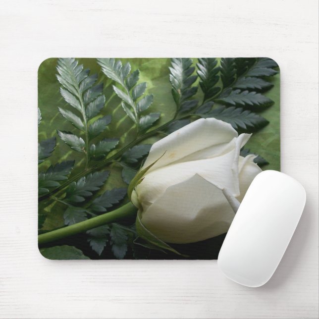 Cream Rosebud Mouse Pad (With Mouse)