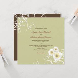 Cream Roses And Swirls Elegant Romantic Wedding Invitation