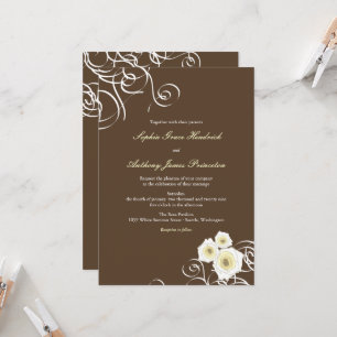 Cream Roses And Swirls Elegant Romantic Wedding Invitation