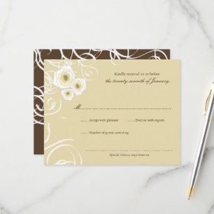 Cream Roses And Swirls Elegant Romantic Wedding RSVP Card