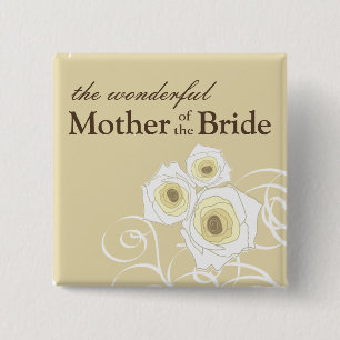 Cream Roses Mother of The Bride Wedding Button