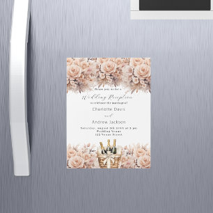Cream roses wine basket luxury wedding reception magnetic invitation