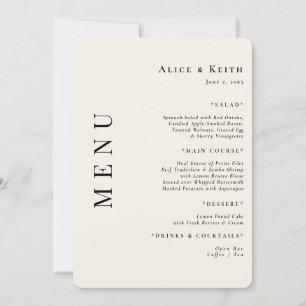 Cream Rounded Wedding Reception Menu Invitation