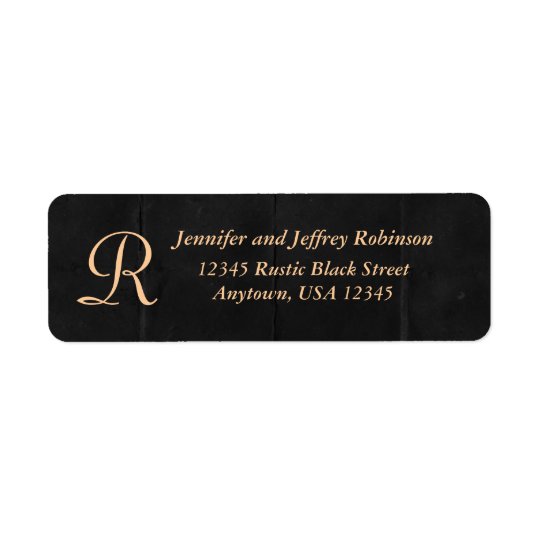 Cream/Rustic Black Name and Address Label Monogram
