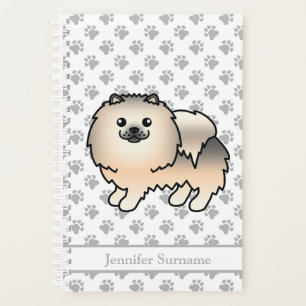 Cream Sable Pomeranian Cartoon Dog & Custom Text Planner