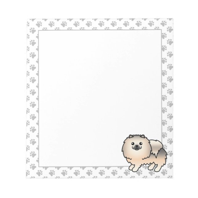 Cream Sable Pomeranian Cute Cartoon Dog Notepad (Front)