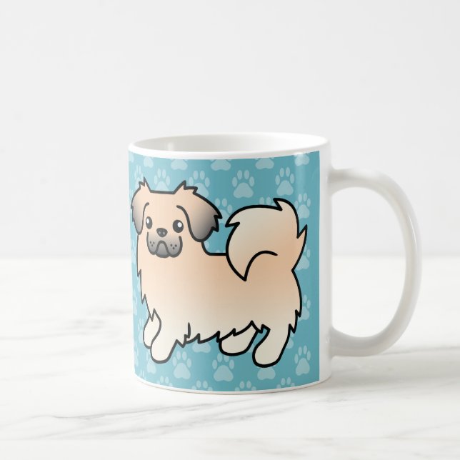 Cream Sable Tibetan Spaniel Cartoon Dog Coffee Mug (Right)