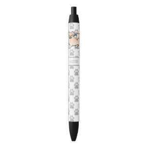 Cream Sable Tibetan Spaniel Cartoon Dog & Name Black Ink Pen