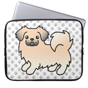 Cream Sable Tibetan Spaniel Cartoon Dog & Paws Laptop Sleeve