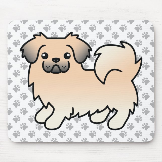 Cream Sable Tibetan Spaniel Cartoon Dog & Paws Mouse Mat (Front)