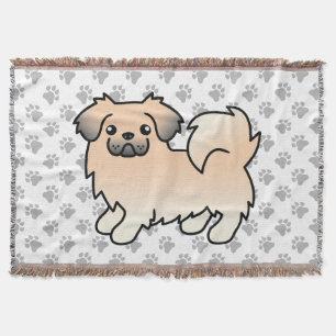Cream Sable Tibetan Spaniel Cute Cartoon Dog Throw Blanket