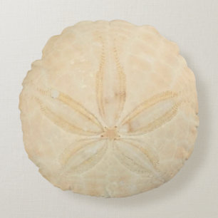 Cream Sand Dollar Nautical Coastal Round Pillow
