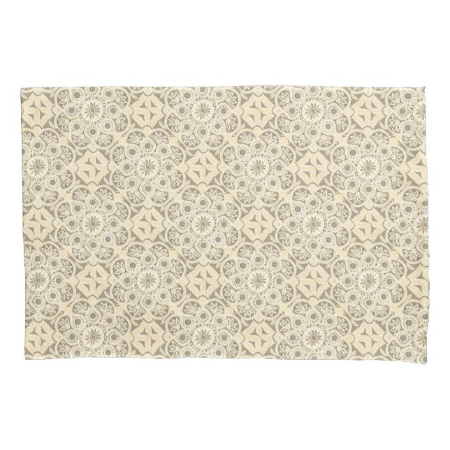  Cream & Sand Medallion Pillowcase (Front)