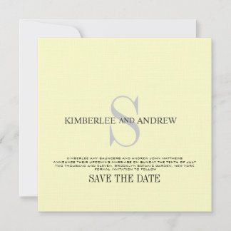Cream Save the Date Monogram Wedding Announcement