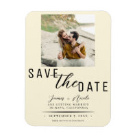 Cream Save the Date Photo Wedding