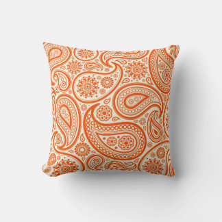 Cream & Scarlet Red Vintage Paisley Pattern Cushion