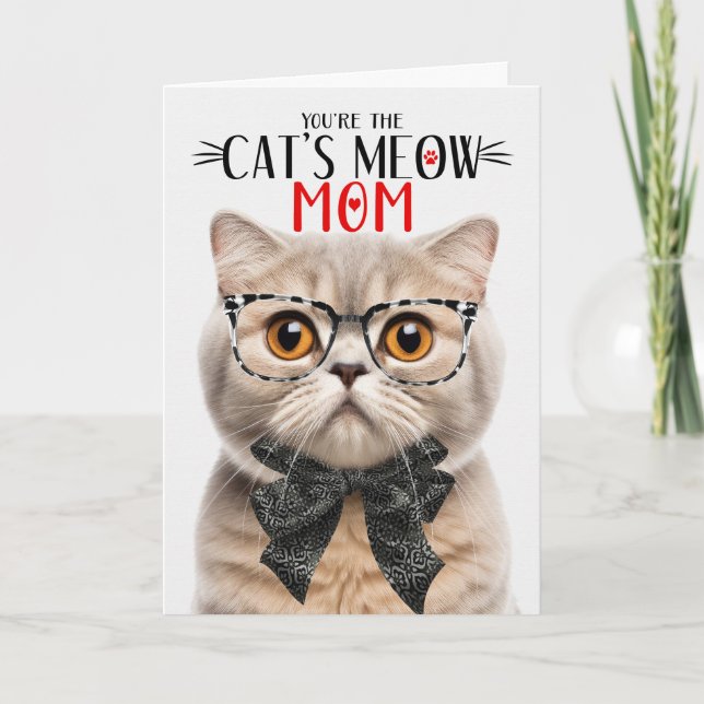 Cream Scottish Fold Cat for Mum on Mother's Day Holiday Card (Front)