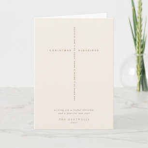 Cream Scripture Cross Christmas/Holiday Card